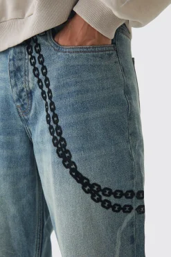 boohooMAN Baggy Rigid Laser Print Lightning Jeans | UK| Trousers|Jeans