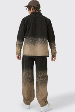 boohooMAN Baggy Rigid Leopard Print Jeans In Tinted | UK| Trousers|Jeans