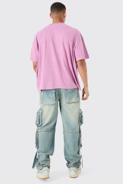 boohooMAN Baggy Rigid Mulit Pocket Cargo Strap Denim Jean In | UK| Trousers|Jeans