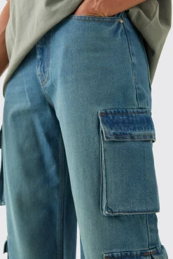 boohooMAN Baggy Rigid Multi Cargo Pocket Jeans In | UK| Trousers|Jeans