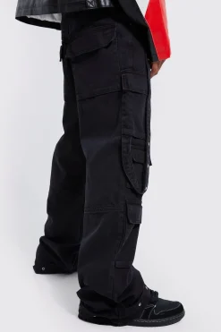 boohooMAN Baggy Rigid Multi Pocket Flare Jeans | UK| Trousers|Jeans