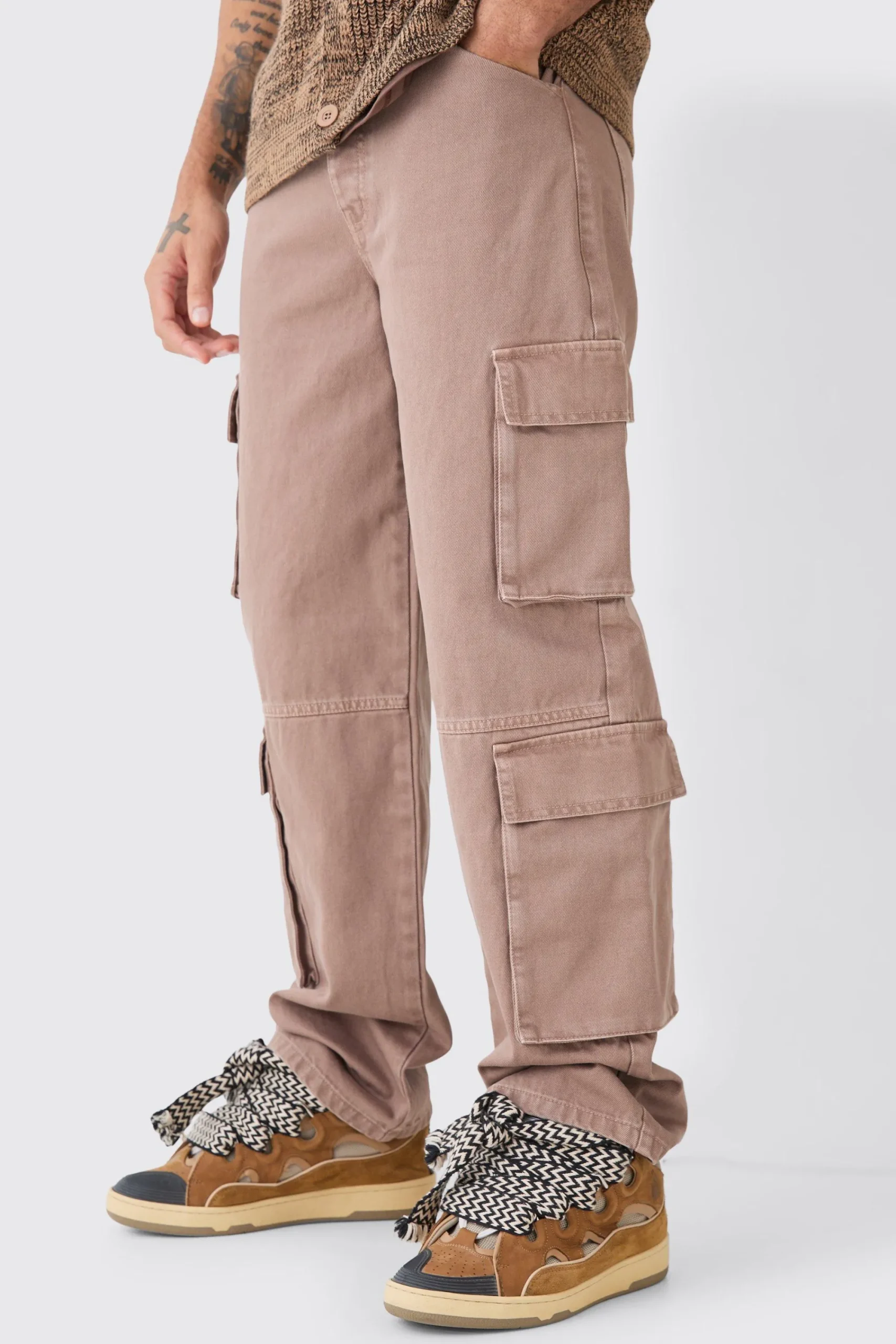 boohooMAN Baggy Rigid Overdyed Multi Cargo Jeans | UK| Trousers|Jeans