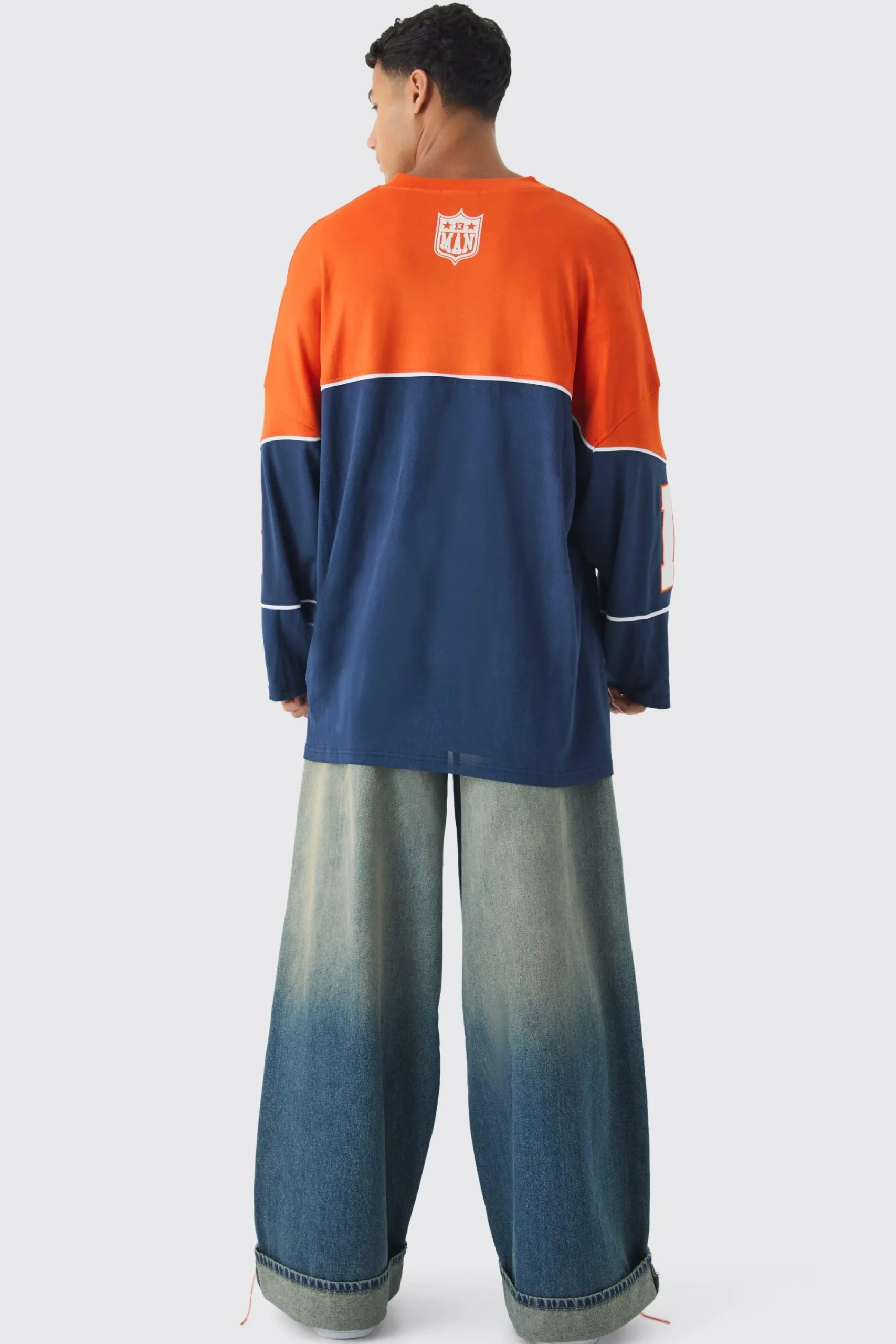 boohooMAN Baggy Rigid Stitch Detail Denim Jeans | UK| Trousers|Jeans