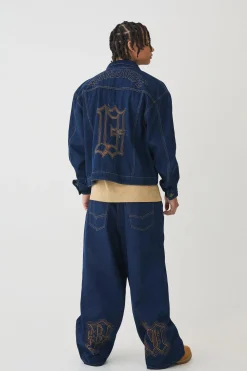 boohooMAN Balloon Fit Rigid Contrast Stitch Ripped Jeans | UK| Trousers|Sets & Co-Ords