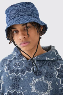 boohooMAN Bandana Denim Boonie Hat In | UK| Hats & Caps