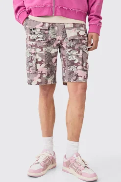 boohooMAN Bandanna Camo Fixed Waist Cargo Shorts | UK| Shorts