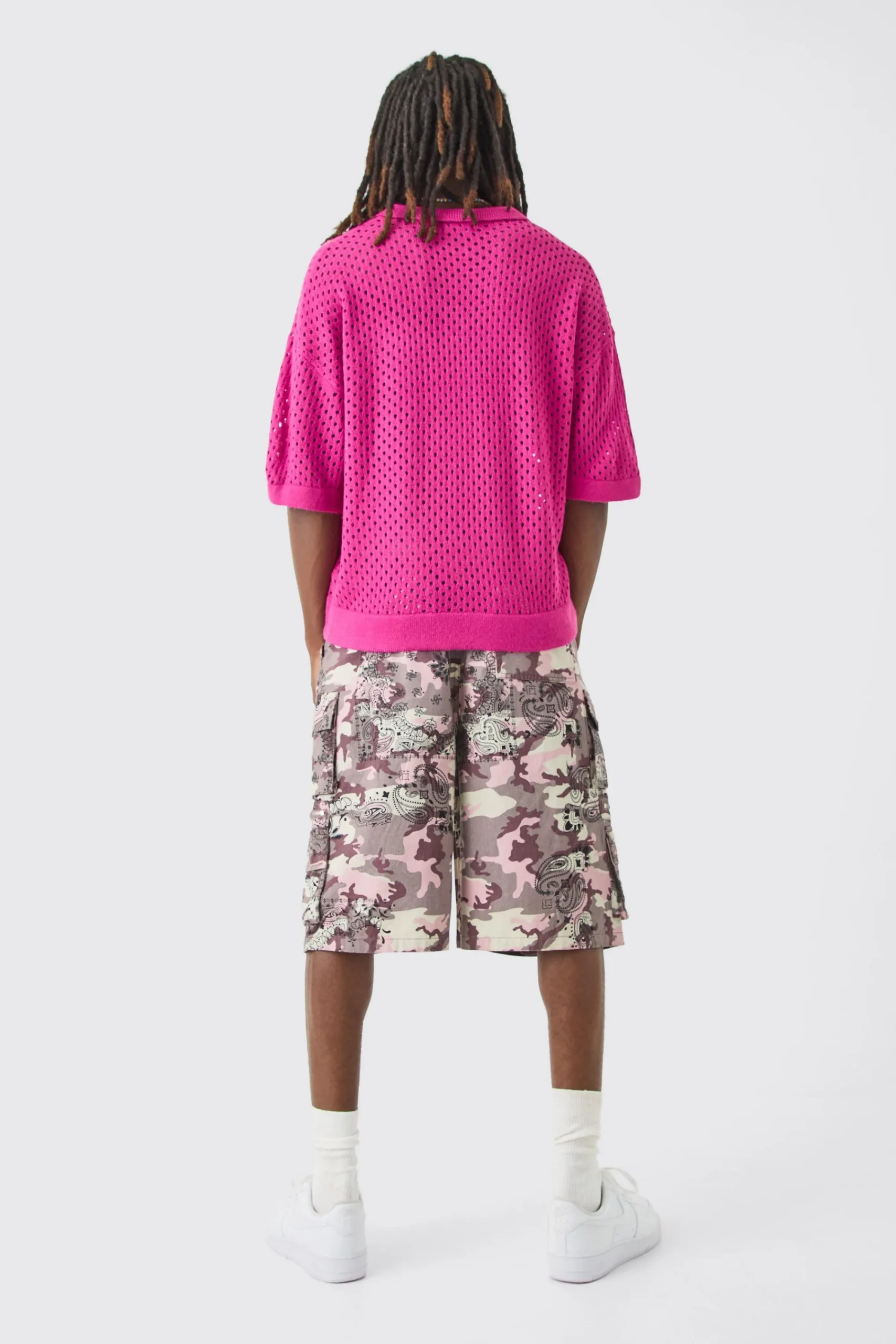 boohooMAN Bandanna Camo Fixed Waist Multi Pocket Jorts | UK| Shorts