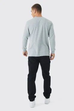 Basic Crew Neck Long Sleeve T-shirt | UK^boohooMAN
