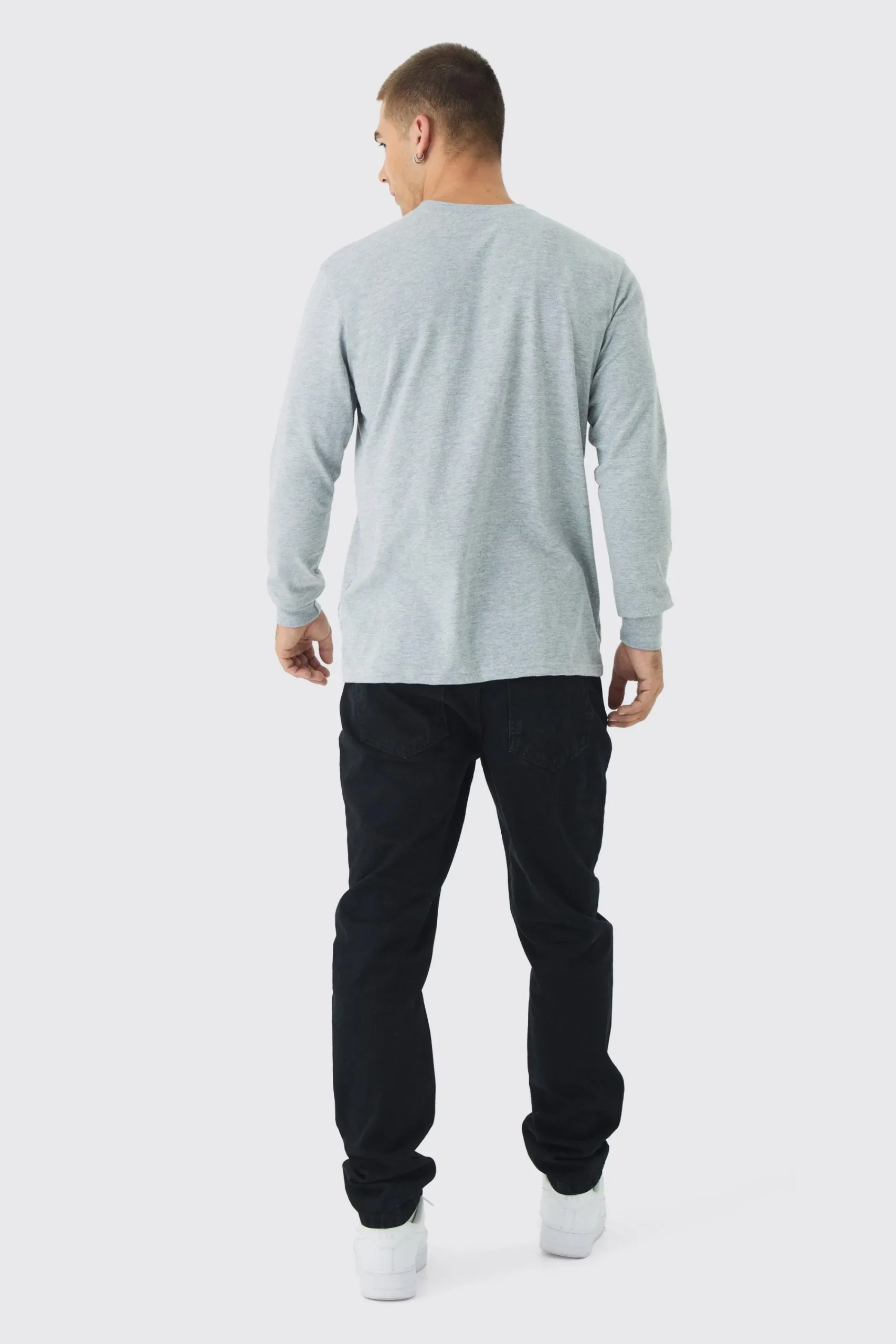 Basic Crew Neck Long Sleeve T-shirt | UK^boohooMAN