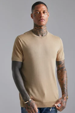 Basic Knitted T-Shirt | UK^boohooMAN New