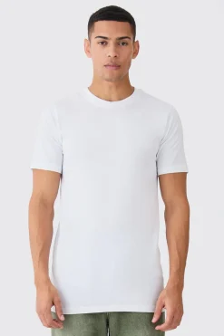 Basic Longline Crew Neck T-shirt | UK^boohooMAN Online