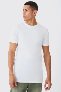 Basic Longline Crew Neck T-shirt | UK^boohooMAN Online