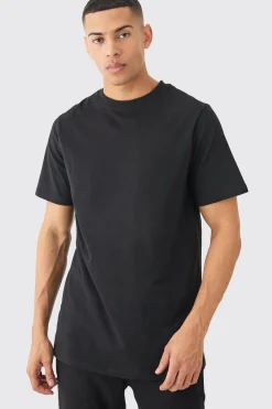 Basic Longline Crew Neck T-shirt | UK^boohooMAN Online