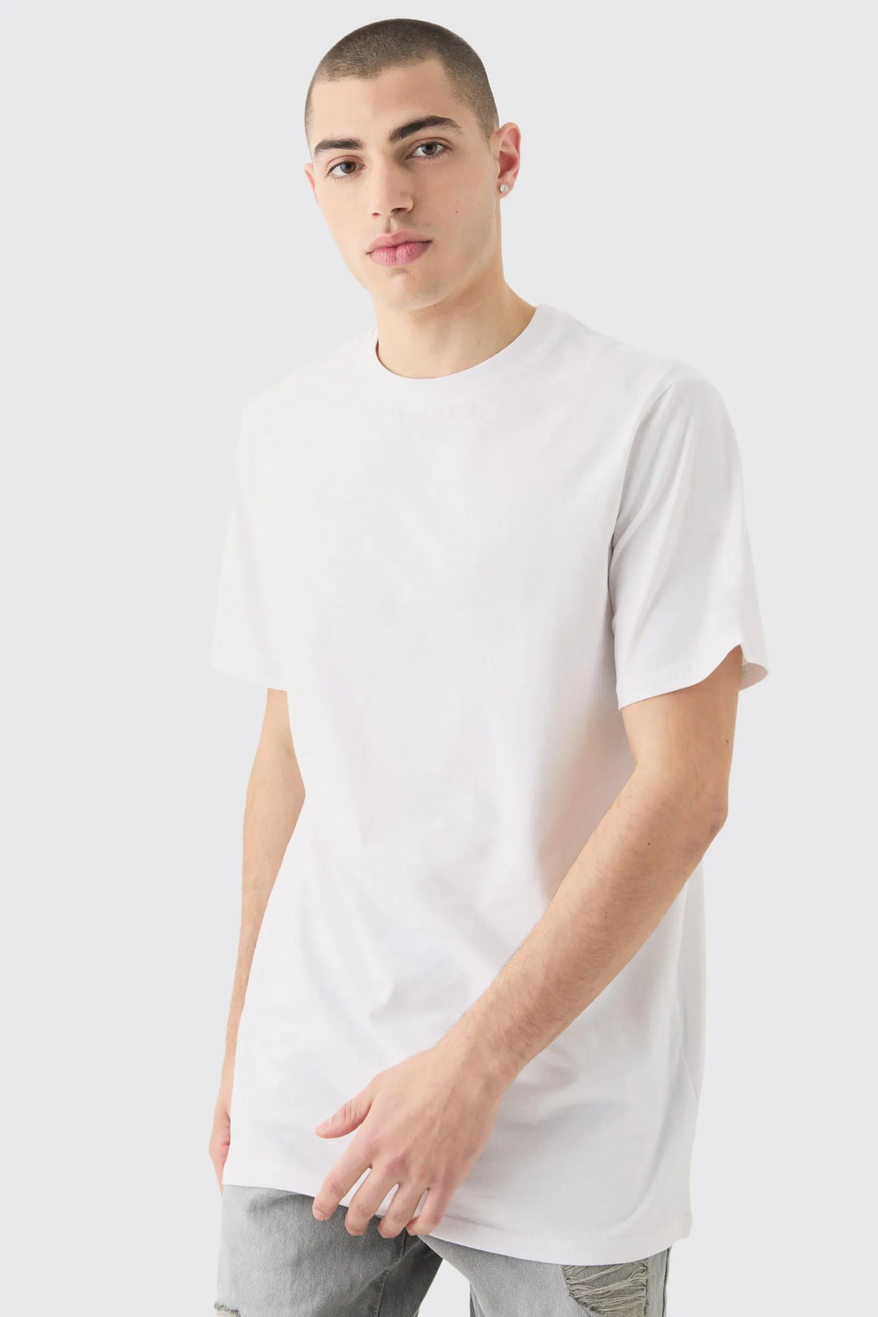 Basic Longline Crew Neck T-shirt | UK^boohooMAN Outlet