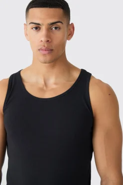 Basic Muscle Fit Vest | UK^boohooMAN