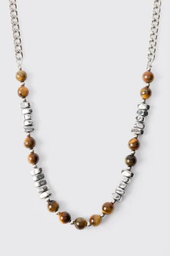 boohooMAN Beaded Metal Chain Necklace | UK| Jewellery & Watches