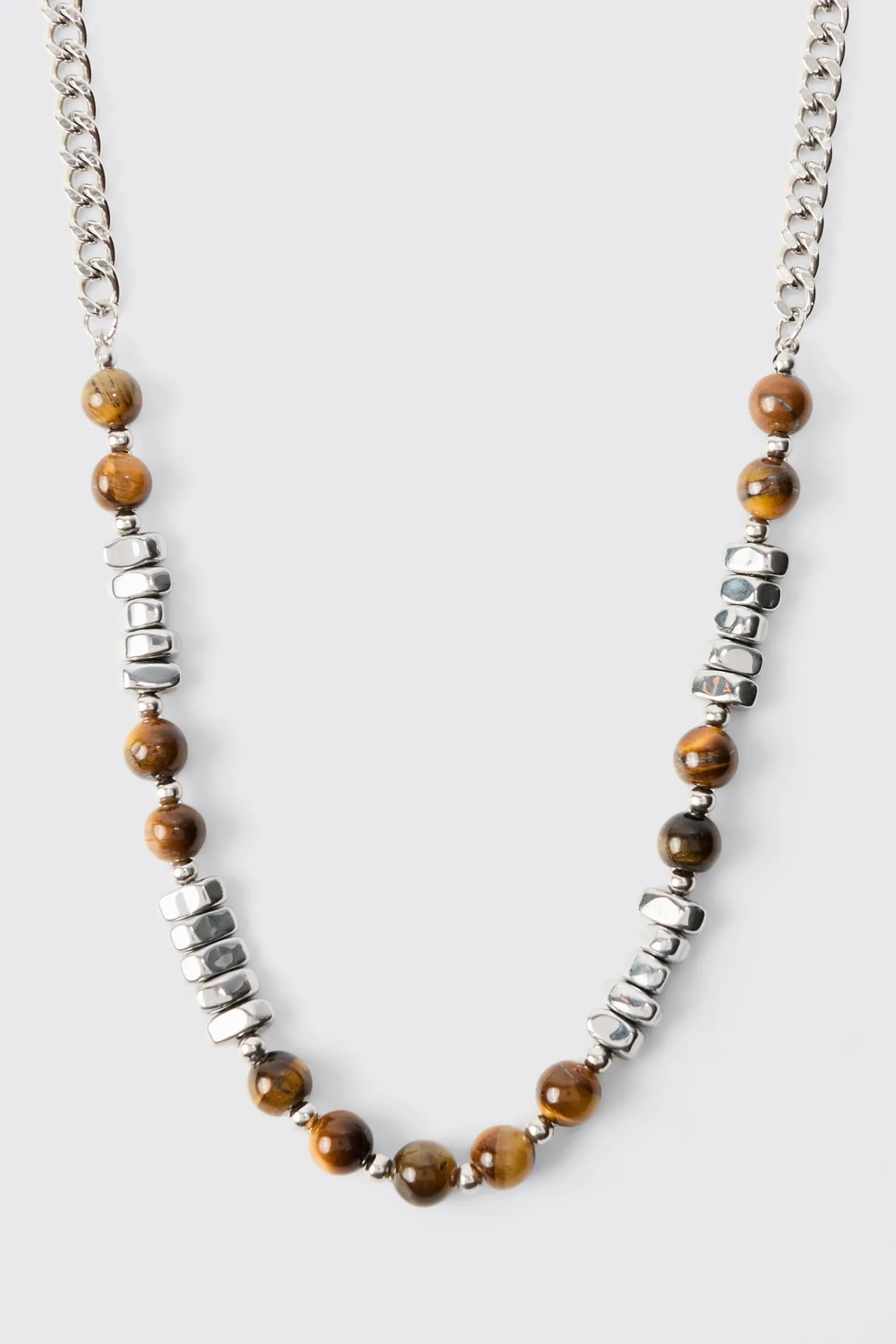 boohooMAN Beaded Metal Chain Necklace | UK| Jewellery & Watches