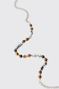 boohooMAN Beaded Metal Chain Necklace | UK| Jewellery & Watches