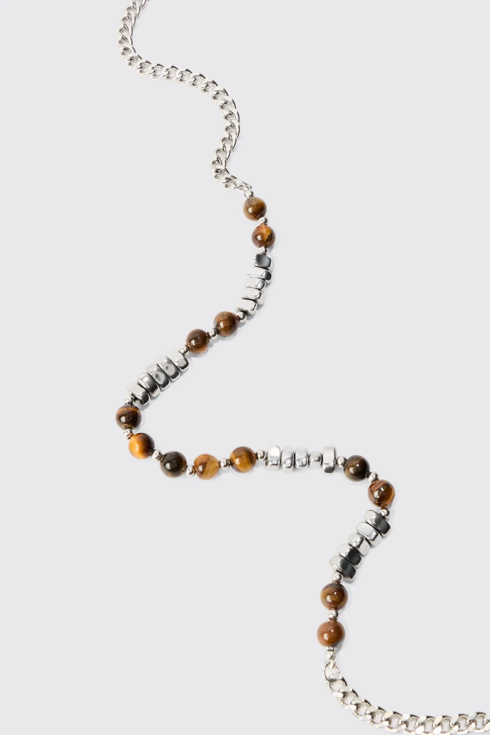 boohooMAN Beaded Metal Chain Necklace | UK| Jewellery & Watches