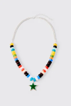 boohooMAN Beaded Star Necklace Chain In In | UK| Jewellery & Watches