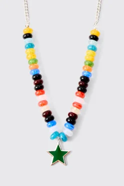 boohooMAN Beaded Star Necklace Chain In In | UK| Jewellery & Watches