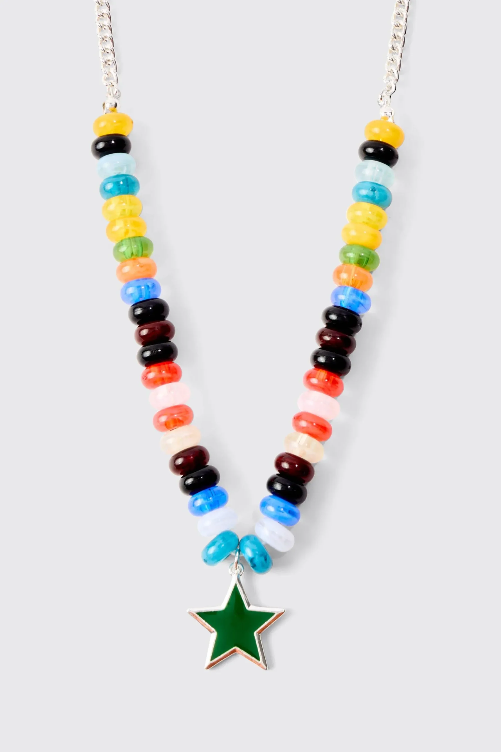 boohooMAN Beaded Star Necklace Chain In In | UK| Jewellery & Watches