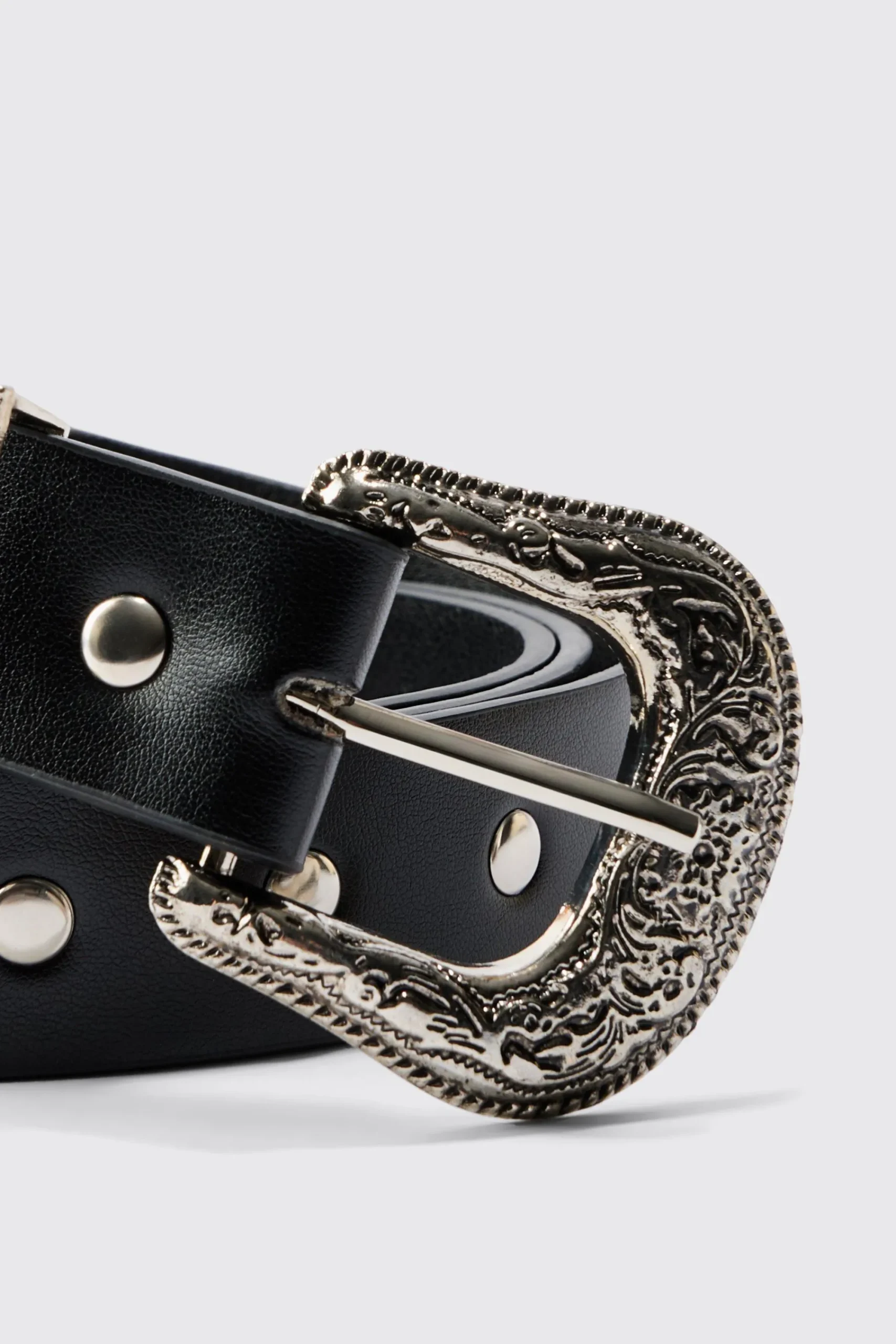 boohooMAN Black Western Studded Buckle Belt | UK| Belts