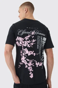 Blossom Back Printed T-Shirt | UK^boohooMAN Clearance