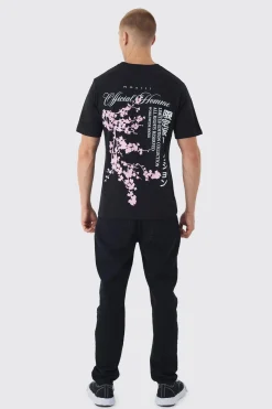 Blossom Back Printed T-Shirt | UK^boohooMAN Clearance