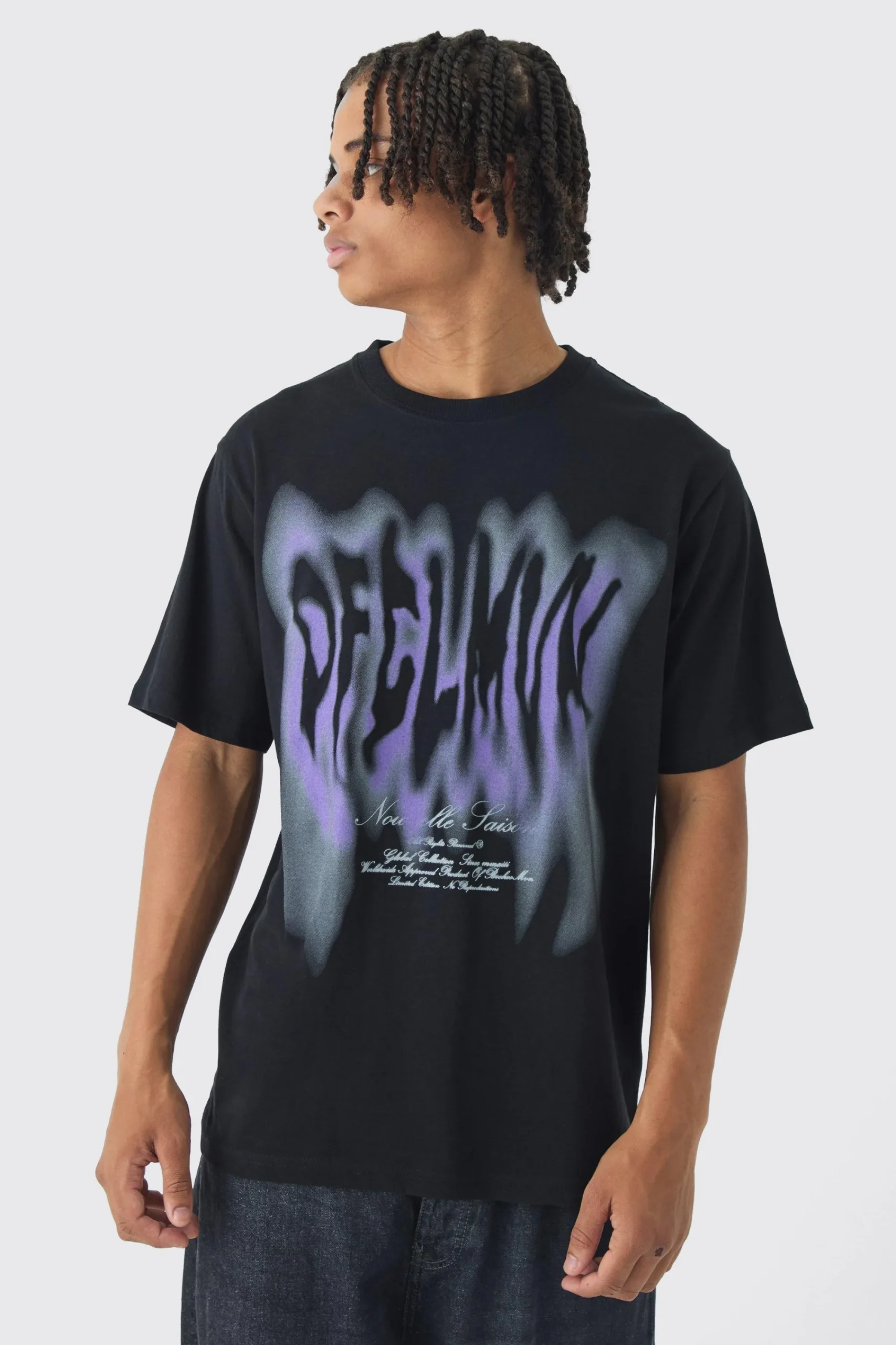 Blurred Gothic Print T-Shirt | UK^boohooMAN Discount