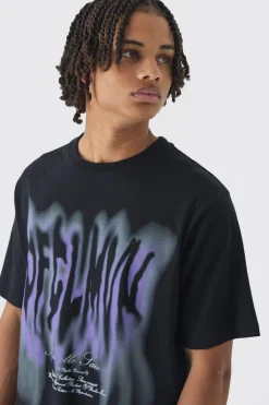 Blurred Gothic Print T-Shirt | UK^boohooMAN Discount