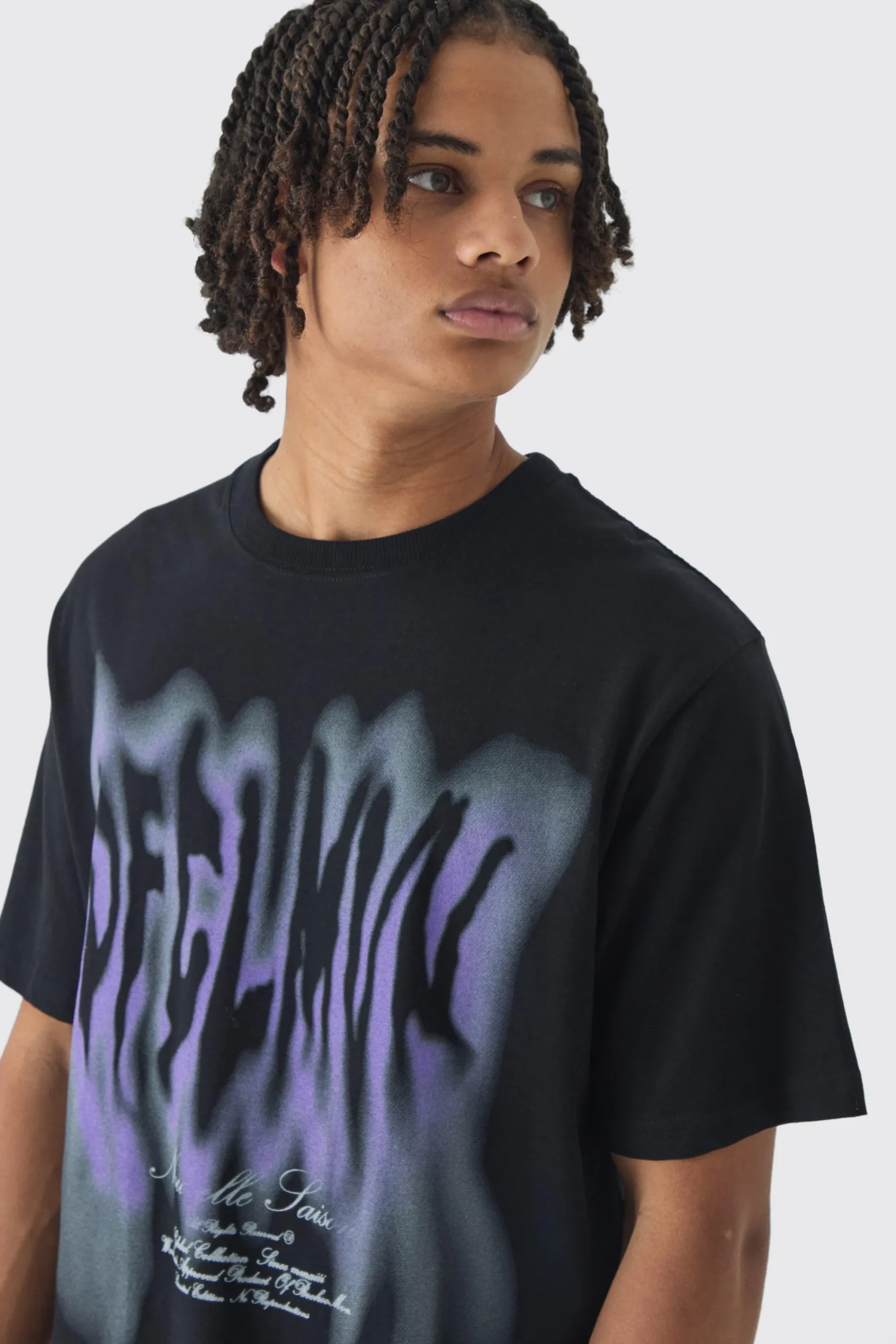 Blurred Gothic Print T-Shirt | UK^boohooMAN Discount