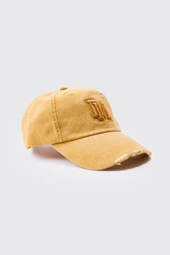 boohooMAN BM Applique Distressed Cap In | UK| Hats & Caps