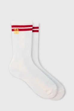 boohooMAN BM Embroidered Half Terry Stripe Socks In | UK| Underwear & Socks|Underwear & Socks