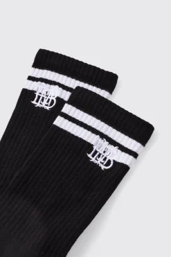boohooMAN BM Embroidered Half Terry Stripe Socks In | UK| Underwear & Socks|Underwear & Socks