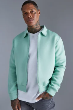 boohooMAN Bonded Scuba Boxy Harrington Jacket | UK| Coats & Jackets