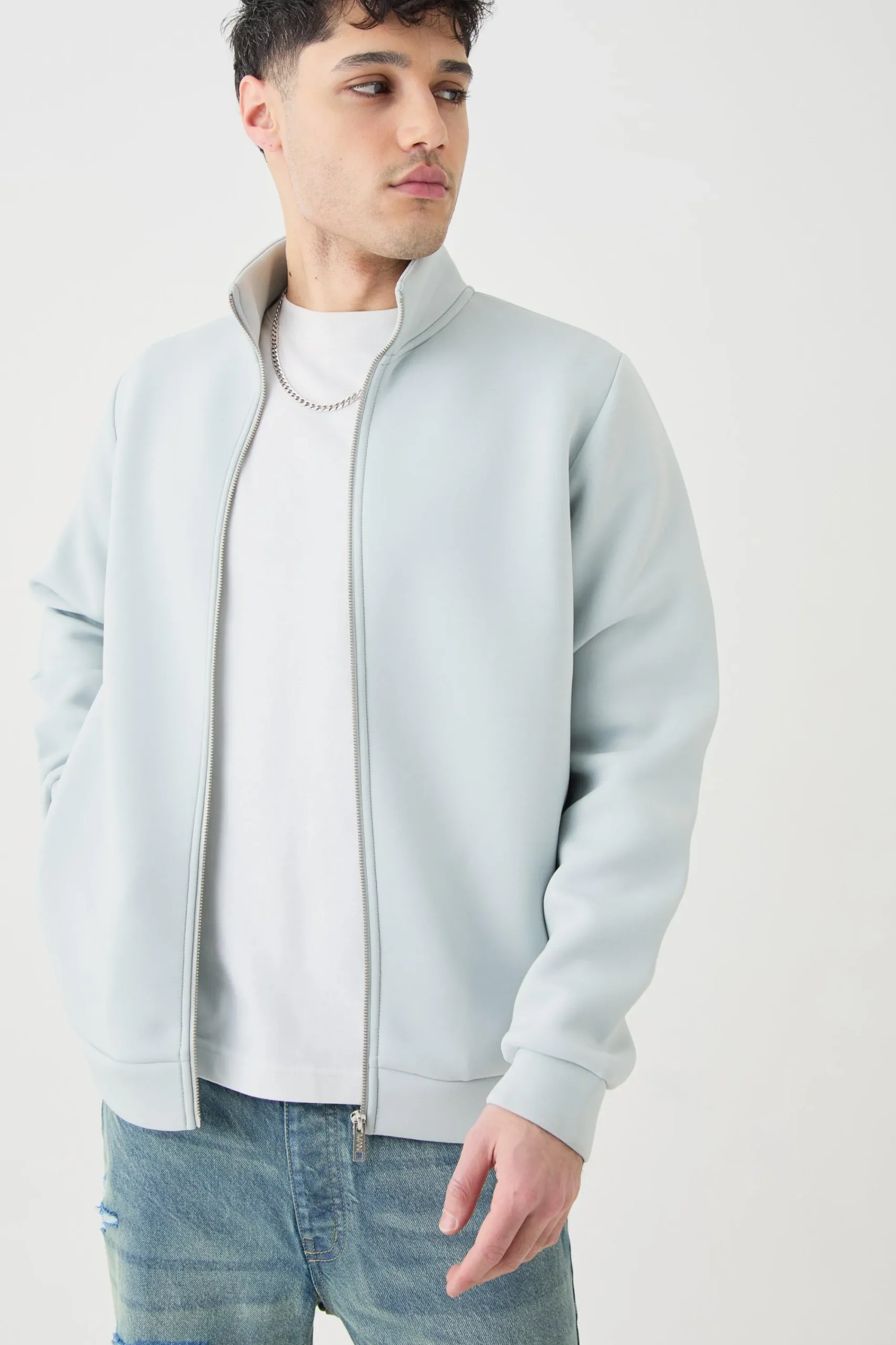 boohooMAN Bonded Scuba Funnel Neck Overshirt | UK| Shirts