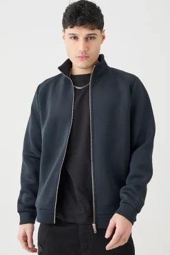 boohooMAN Bonded Scuba Funnel Neck Overshirt | UK| Shirts