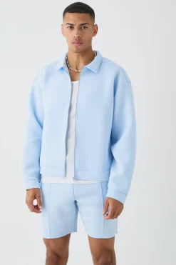 boohooMAN Bonded Scuba Harrington & Short Set | UK| Tracksuits