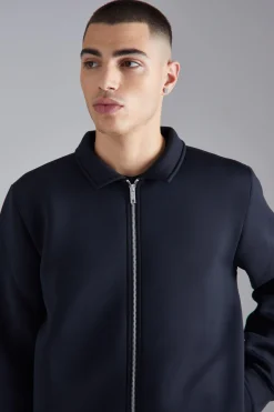 boohooMAN Bonded Scuba Harrington Jacket | UK| Coats & Jackets