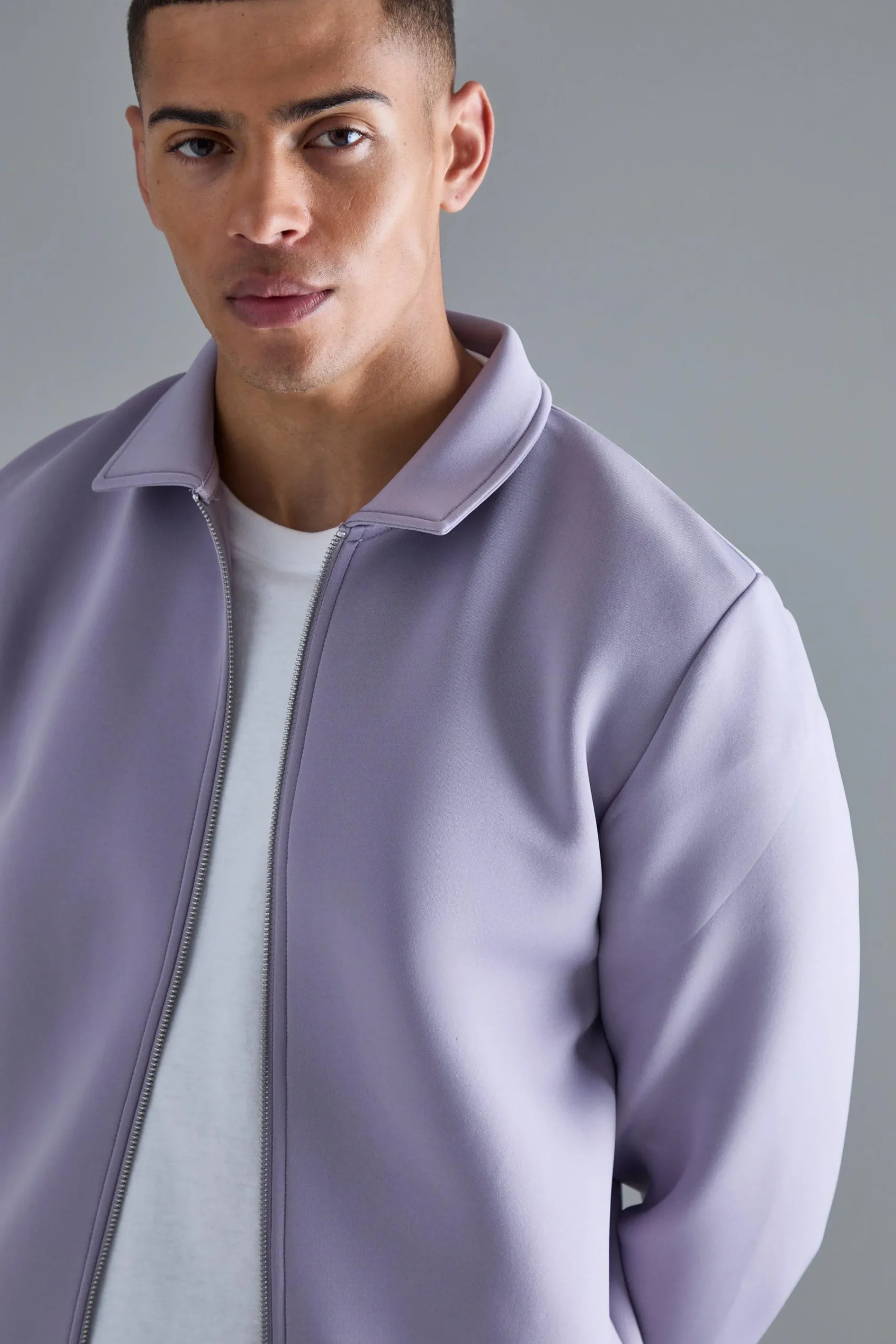 boohooMAN Bonded Scuba Harrington Jacket | UK| Coats & Jackets