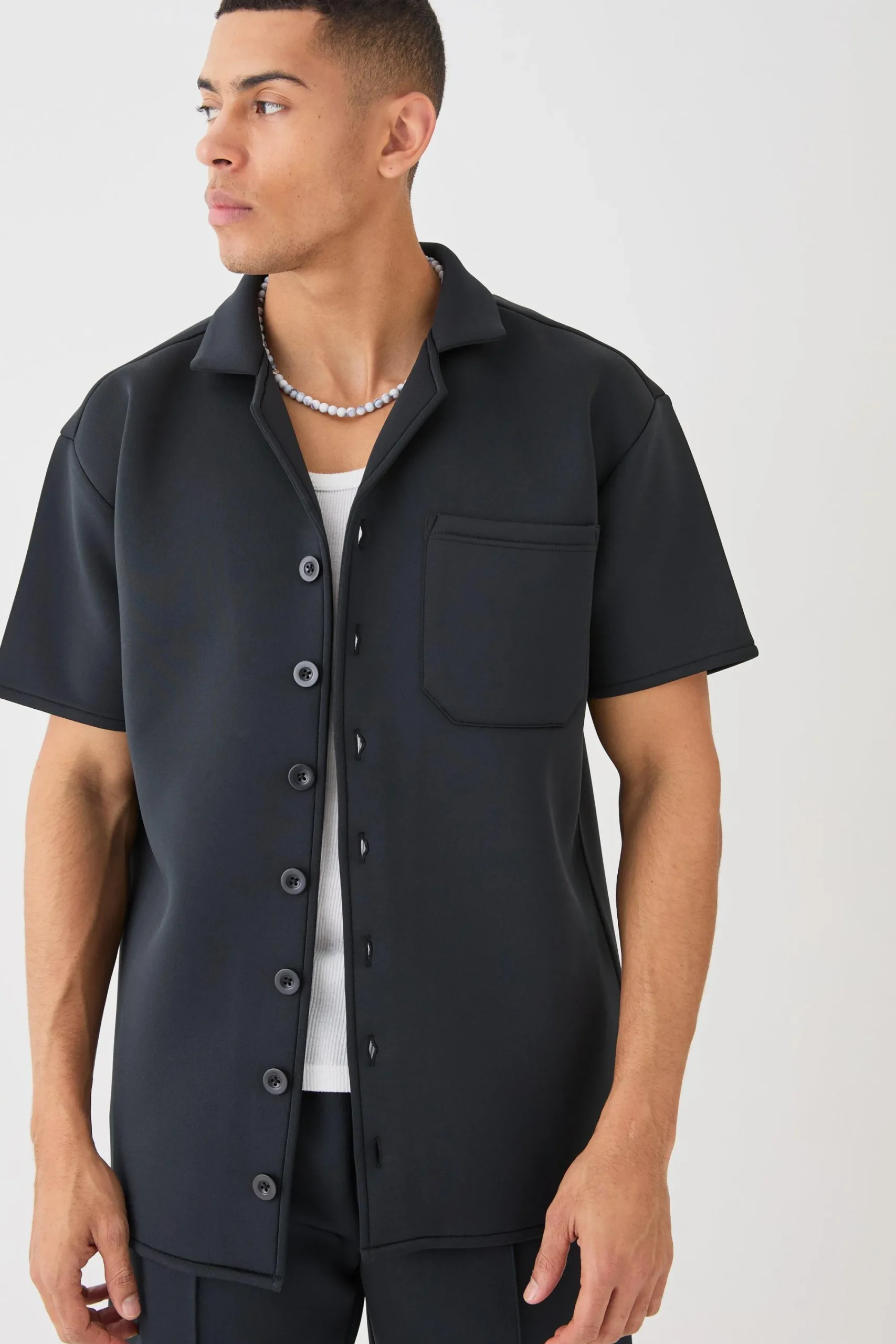 boohooMAN Bonded Scuba Oversized Shirt | UK| Shirts