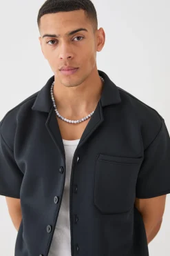 boohooMAN Bonded Scuba Oversized Shirt | UK| Shirts