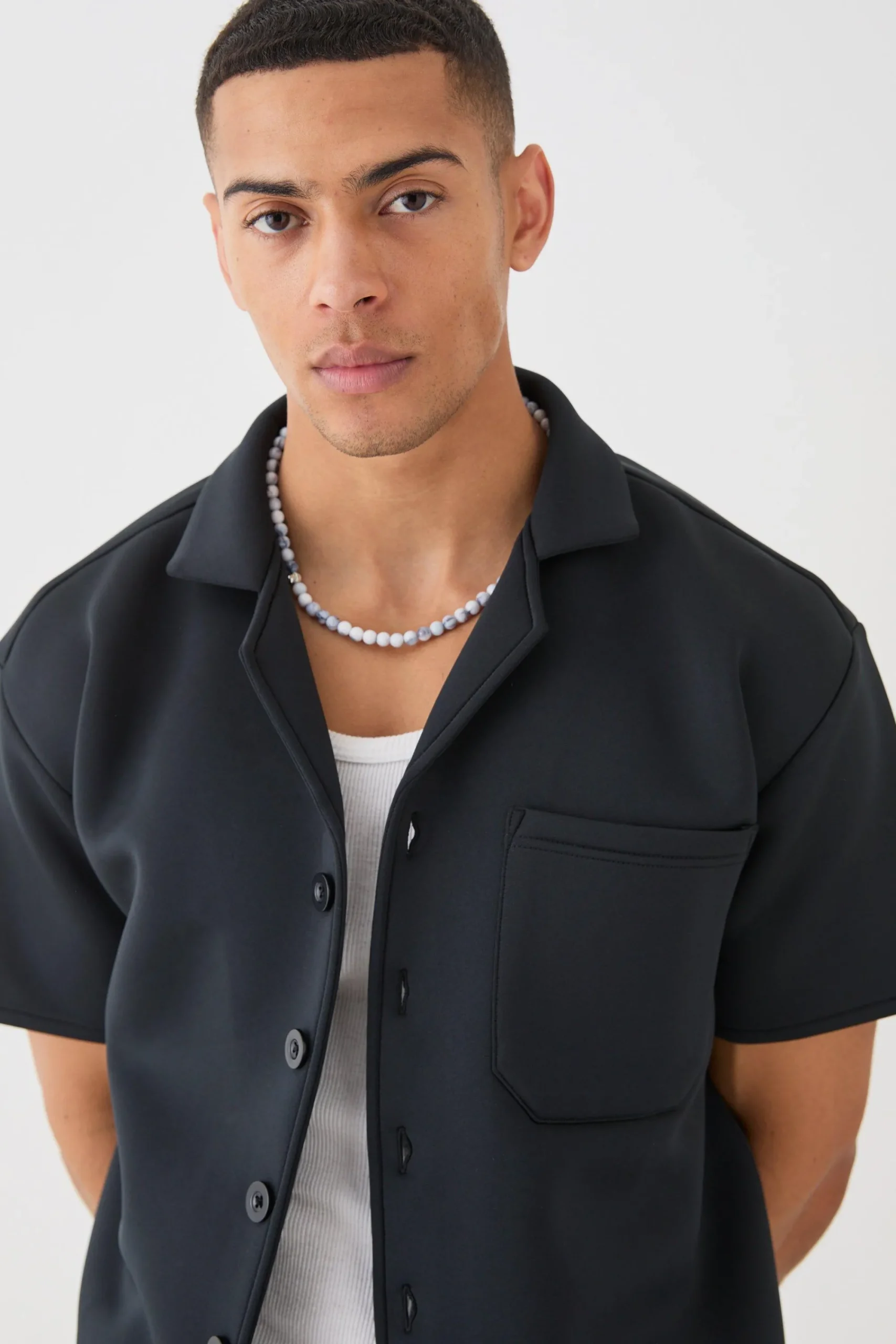 boohooMAN Bonded Scuba Oversized Shirt | UK| Shirts