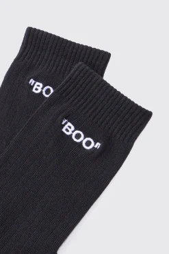 boohooMAN Boo Embroidered Socks | UK| Underwear & Socks|Underwear & Socks