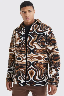 boohooMAN Borg Abstract Pocket Overshirt | UK| Shirts