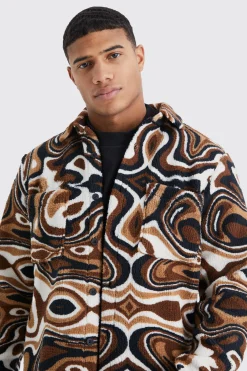 boohooMAN Borg Abstract Pocket Overshirt | UK| Shirts