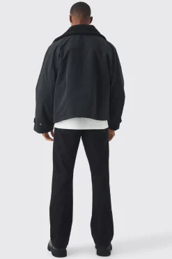 boohooMAN Borg Collar Parka In | UK| Coats & Jackets