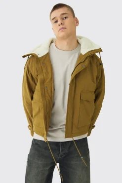 boohooMAN Borg Collar Parka In | UK| Coats & Jackets