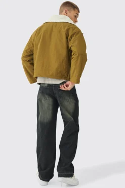 boohooMAN Borg Collar Parka In | UK| Coats & Jackets